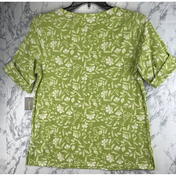 Style & Co. Plus Size OX Essential Elbow Sleeve Tee In Gram Green - Picture 2 of 9